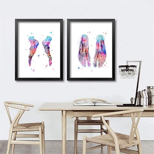 Pieds Impression Ensemble Squelette Aquarelle Art Toile Affiche Peinture Pied Os Bones Anatomie Médecine Mur Impression Clinique Cabinet Médical Décor sans Cadre 35 * 50 Cm * 3 Pcs - Nail Gallerys