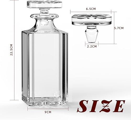 Carafe à décanter en verre avec bouchon géométrique hermétique – Décanteur à whisky pour vin, bourbon, brandy, liqueur, jus, eau, bain de bouche. Verre italien sans plomb (768 ml) - Nail Gallerys
