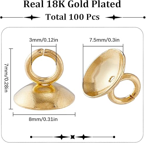 SUNNYCLUE 1Boîte 200Pcs 2Couleurs Perle Cap Pendentif Bails Rond Bails Fermoir Balancent Charme Perle Pendentif Connecteur Résultats pour DIY Globe Verre Bulle Pendentifs - Nail Gallerys