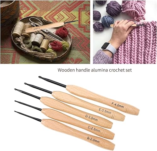 EMSea Lot de 9 Ensemble de Crochets Kit d'aiguilles à Tricoter avec Poignée Plate Ergonomique en Bois pour Tricot Léger et Fournitures de Crochet 2.0 mm à 6.0 mm - Nail Gallerys