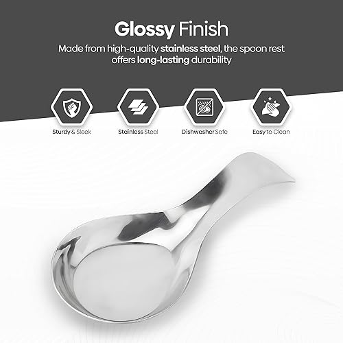 EVOKK Repose-cuillère en acier inoxydable poli de 20 cm, plateau durable pour la cuisine, louches et cuillères à café - Nail Gallerys