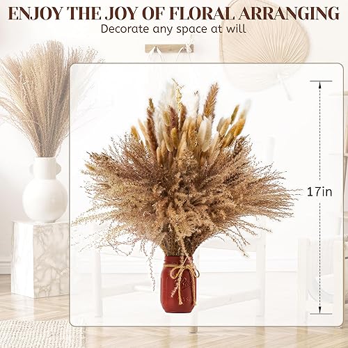 Set de 128 Pampa, Décoration Style bohème, Bouquet Fleurs séchées, Herbe de la Pampa, Parfait pour DIY Vase, Table à Manger, Chambre, Salon, Salle de Bain et Art Mural - Nail Gallerys