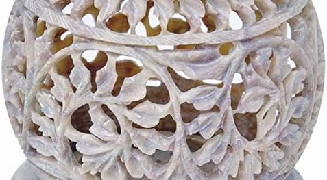 Zap Impex® Thé Lumière Pierre Sculpture pour bougie chauffe-plat avec geschnitzte Fleurs, Figurines Lanterne bougie décorative faite à la main unique principal Décor Grès 3,5 pouces - Nail Gallerys