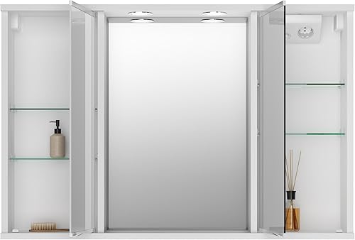 Jokey Kari Armoire de salle de bain miroir avec 2 portes et poignées en plastique Largeur 90 cm - Nail Gallerys