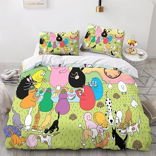 XYueww Parure De Lit Imprimé 3D Les Barbapapa Housse De Couettes, Microfibre Animated Characters Housse De Couette 3 Pièces, avec Taies d'oreiller, pour Adultes Enfants Filles.Double（200x200cm） - Nail Gallerys