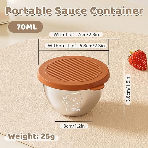 Mulaibdin 12 Pièces Récipients pour Sauces Acier Inoxydable 70ML, Petit Pot Conservation Bébé, Anti-fuite Récipients à vinaigrette to Go, Pots à Sauce pour Salades,Condiments,Collation - Nail Gallerys