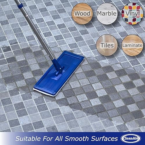 CleanAid Serpillère, Seau et Balai Essoreur Formosa-Kit Ménage Complet-Balai Plat avec Manche en Acier Inoxydable-3 Recharges en Microfibre-Parfait pour Nettoyer Les Sols en Bois, Les Sols Stratifiés - Nail Gallerys