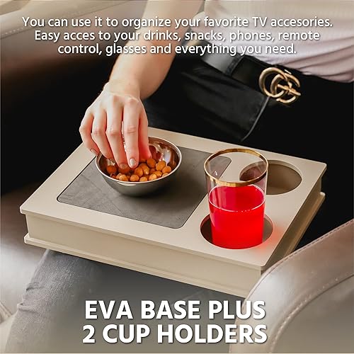 Plateau pour manger avec base en EVA et 2 porte-gobelets - pour canapé et lit - Support de téléphone portable et télécommande - Organisateur pour accoudoirs (Fendy) - Nail Gallerys