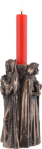 Trinity Bougeoir celtique de la déesse de la Trinité – Bronze par Veronese - Nail Gallerys