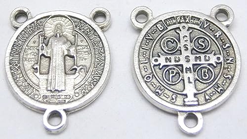 GTBITALY 68.022.30 Croix de Saint-Benoît pour chapelet en argent galvanisé pour 10 pièces, mesure 1,8 cm - Nail Gallerys