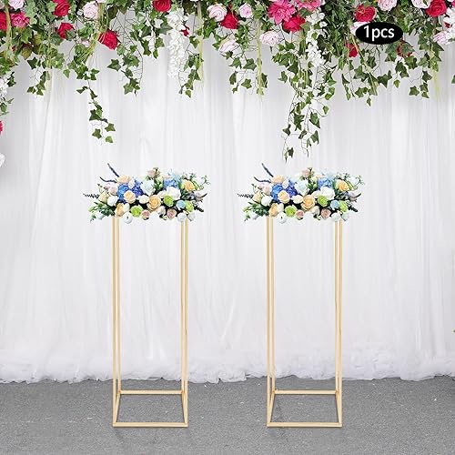 Support de fleurs de mariage en métal doré avec 2 couches de plaque acrylique - Design stable - Hauteur : 80 cm - Capacité de charge : 5 kg - Pour mariages/fêtes - Nail Gallerys