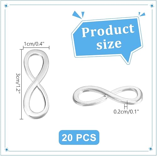 PH PandaHall Breloques Infini 20pcs Charme D'amour 30mm Connecteur De Symbole D'infini Pour Le Cadeau D'anniversaire De Noël De Valentines, Amour éternel, 5 Couleurs Aléatoires Mélangées - Nail Gallerys