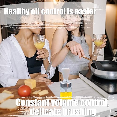 RoseFlower Bouteille d'huile avec Pinceau à Badigeonner en Silicone, Brosse en Silicone pour Bouteille d'huile en Verre de Cuisine, Brosses à Huile pour Cuisine, Barbecue, Pâtisserie - Nail Gallerys