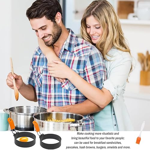 RHQFDM 4 Pièces Moule à Omelette en Acier Inoxydable avec Poignées Pliantes Antiadhésif Anneau d'Oeuf Moules à Omelette pour Poêles Livré avec un Pinceau en Silicone à Long Manche pour la Cuisson - Nail Gallerys