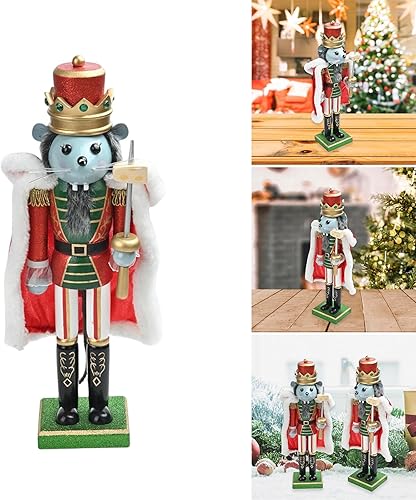 Casse-Noisette en Bois Festival 38cm Haut Figurine du Roi Souris Marionnette Noël Jouet Décoration Bureau D'étagères D'ornement - Nail Gallerys