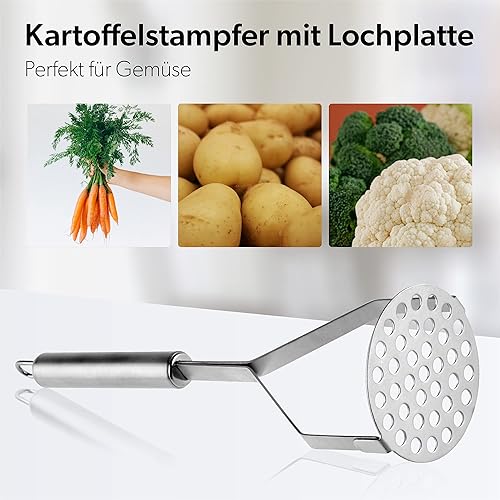 KADAX Presse Purée avec Grille Perforée en Acier Inoxydable, Presse Purée avec Poignée ovale, Presse à Pommes de Terre, Parfait pour les Légumes - Nail Gallerys