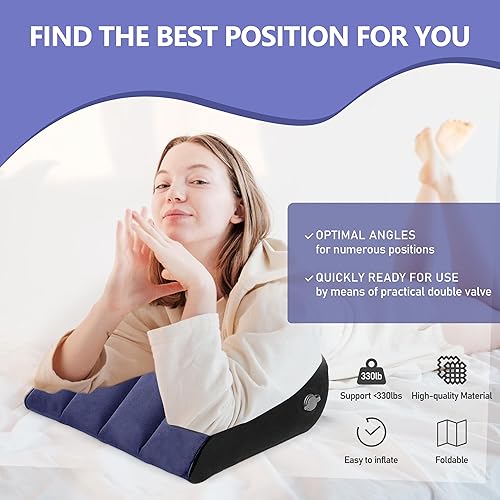 Gonflable Coussins relève-jambes - Coussin Lombaire Soutien Lombaire Oreillers Coussin Nuque,Coussin Cervicales Oreiller de Voyage Gonflable Repose Tete Pillow Coussin de Lecture Coussin Dos(Bleu) - Nail Gallerys