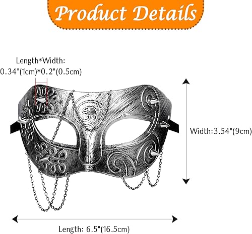 Cupimatch Masque de bal masqué fantôme Steampunk : chaîne en métal avec chaîne et rivets pour Halloween, carnaval, fête costumée - Nail Gallerys