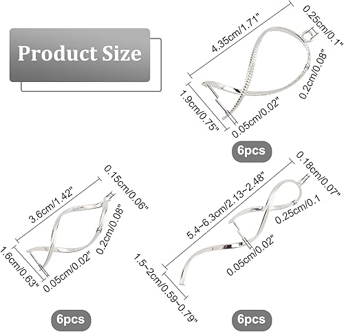 SUPERFINDINGS 18Pcs 3 Style Pendentif Fermoir Twist Ice Pick Pincer Bail Laiton Pincement Bails Ice Pick Pincement Clip Fermoir Filigrane Rack Placage Bijoux Fermoirs pour la Fabrication de Bijoux - Nail Gallerys