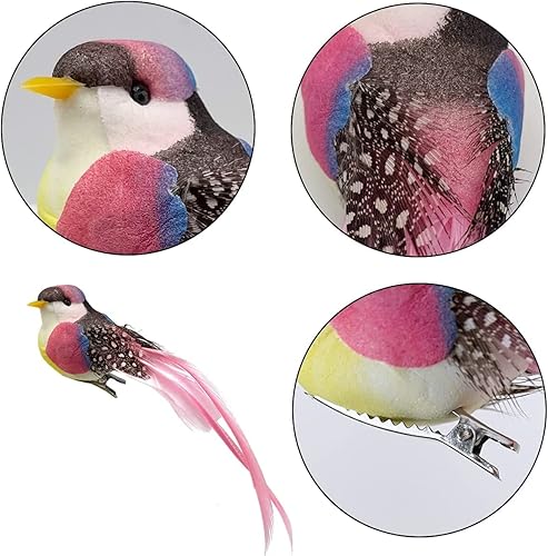 Diyxisk Oiseaux Artificiels Ornements, Décoration Paques Cadeaux, Pack De 6 Décorations Printemps, Noël pour Jardin D'intérieur Fête Vacances(6 Couleurs) - Nail Gallerys