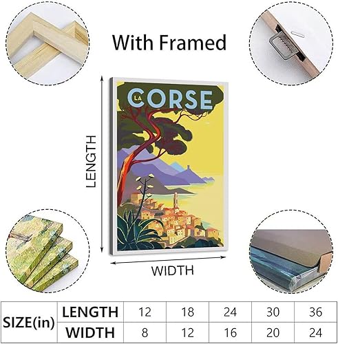 RMLKS Poster de voyage vintage La Corse Décoration murale Cadeau - Nail Gallerys