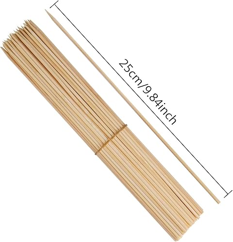 VABNEER 120 Pièces pic brochette bois Pique a Brochette Bambou Bâton de Bambou Barbecue pour Les Barbecues, Les légumes, Les fruits, Les Fêtes de Famille (25cm) - Nail Gallerys