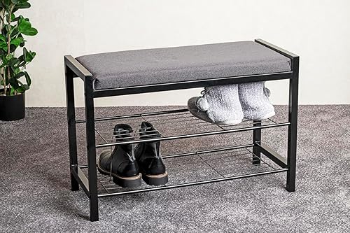 HAKU Möbel Banc Gris, Noir, métal, recouvrement Tissu - Dim.: L 75 cm x H 50 cm x P 32 cm, Style: Modern - Nail Gallerys