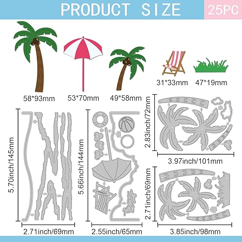 GLOBLELAND Matrices de Découpe en Forme de Cocotier pour Bricolage Scrapbooking Chaise Longue en Métal Découpes de Plage Océan Été pour la Fabrication de Cartes Gaufrage Album Photo Décoration - Nail Gallerys