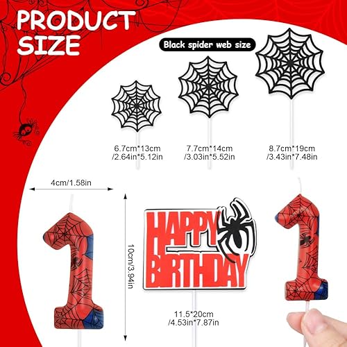HOTUT Bougie Araignée, Rouge Bleu Bougie Araignée, Bougie Numéro en Toile d'Araignée, Gâteau d'Anniversaire Décorations d'Anniversaire en Forme d'Araignée pour Garçons et Filles - Nail Gallerys
