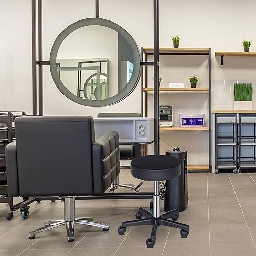 TactFire Tabouret de Bureau, Tabouret à roulettes avec Rotation 360°, pour Salon de Massage, Bureau, Clinique (1, Noir) - Nail Gallerys