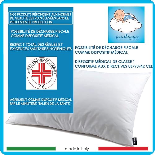 PERLARARA - Oreiller Enfant 40 x 60 en Coton, Coussin pour lit bébé hypoallergénique, Lavable - Nail Gallerys