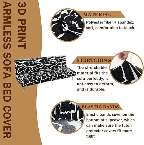 WWQQKJ Housse de canapé sans accoudoirs 2/3 Places Extensible, résistante aux Taches for canapé-lit, Lavable, antidérapante, Pliable, Clic Clac, 20 Couleurs(Orange,190-220cm) - Nail Gallerys