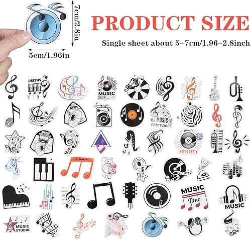Lot de 50 autocollants musicaux pour bouteilles d'eau, en vinyle, imperméables, pour ordinateur portable, guitare, voiture, moto, skateboard, bagages - Nail Gallerys