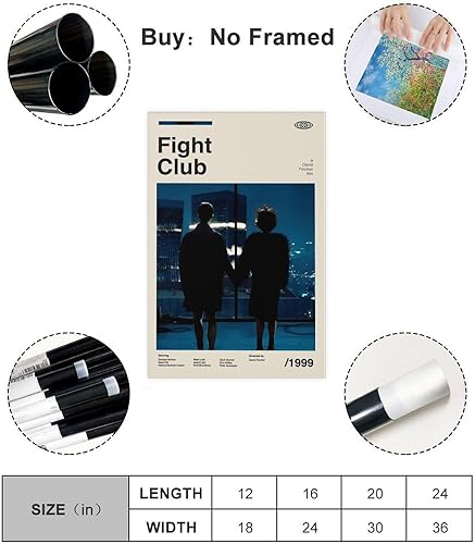 EYEZER Poster de film vintage Fight Club - Décoration de chambre à coucher, bureau, chambre - Cadeau sans cadre - 30 x 45 cm - Nail Gallerys