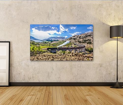 islandburner Tableau sur toile Viaduc ferroviaire Glenfinnan en Ecosse avec le train à vapeur Jacobite cont Poster, Cadeau, Images KVM-MFP-FR - Nail Gallerys