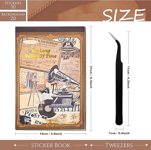 CMBPNNGS 411 Pièces Scrapbooking Kit Vintage Bullet Journal Accessoires 30 Autocollants et 20 Feuilles de Papier pour Agenda Album Calendrier DIY Décoration, Temps - Nail Gallerys