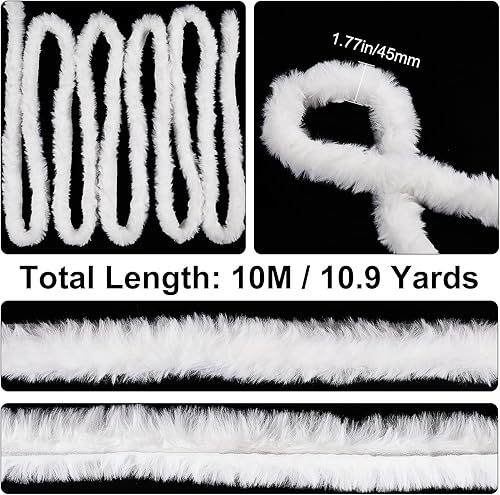 GORGECRAFT 11 Yard Ruban Blanc en Fausse Fourrure Noël Garniture de Fourrure Artificielle Guirlande Boa Boas de Plume Tissu Rouleau Marabou pour Arbre de Noël Décor Ou brochette Arcs Artisanat - Nail Gallerys