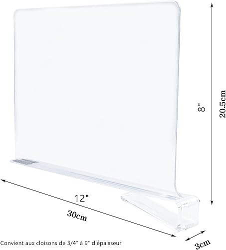 MSYU Lot de 4 séparateur etagère, séparateurs d'étagères en Acrylique Transparent de qualité supérieure pour placards, Facile à Installer, vêtements, étagères, armoires à Chaussures - Nail Gallerys