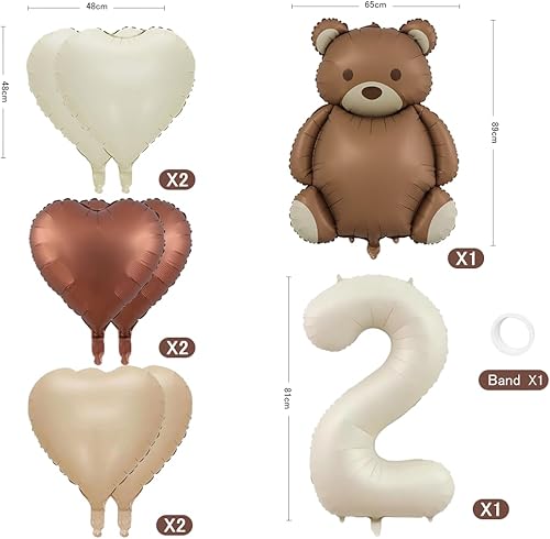 Ours Décoration d'anniversaire 2 ans garçon, en forme de cœur, ballon en aluminium, 2ème anniversaire garçon et fille, ours, décoration d'anniversaire 2 ans - Nail Gallerys