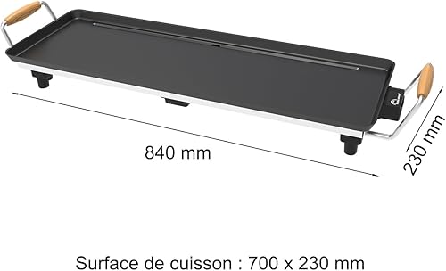 LITTLE BALANCE 8742, Wood 90 Microcéramique, Plancha électrique 8-10 personnes, Plaque de cuisson XXL, Sans PFAS, 2000 W, Noir/Inox - Nail Gallerys