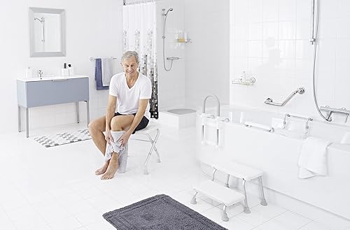 Ridder A0050301 Tabouret de Salle de Bain Rabattable Aluminium Anodisé Blanc - Nail Gallerys