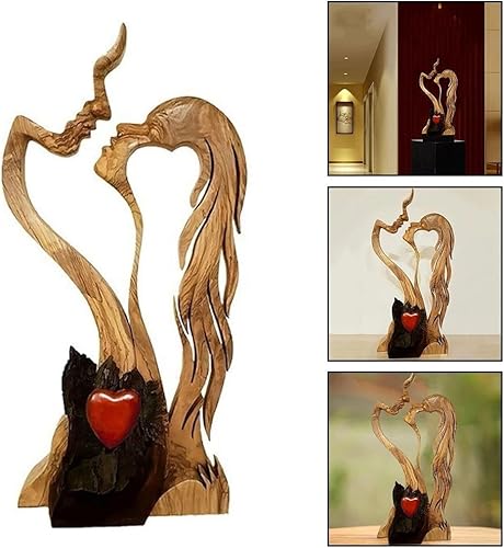 Love Art Statue en bois s'embrassant pour couple Décoration d'intérieur pour la Saint-Valentin - Nail Gallerys