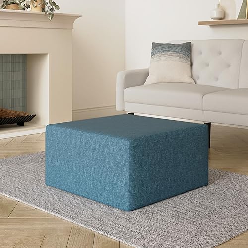 Deshome Minerva 83x83x44 cm - Pouf Repose Pied pour Interieur, Sit on it Pouf Tabouret Table Basse pour canapé, Salon, Chambre à Coucher, Coiffeuse Made in Italy (Beige) - Nail Gallerys