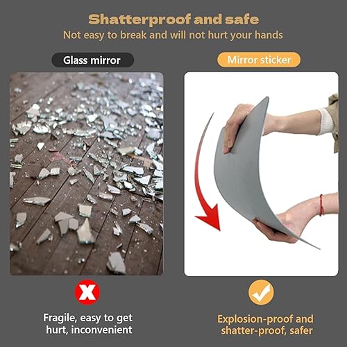 TRAGLO Miroir Mural Autocollant Rectangulaire Adhesif Feuilles de Miroir Flexible Acrylique Pleine, Décoratif, pour Chambre à Coucher, Salle de Sport, Maison(35x120cm(13.8x47.2in)) - Nail Gallerys
