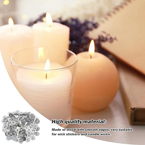 Clips de mèche – Bases métalliques pour Autocollants de mèche de Bougie, 300 pièces de diamètre pour Bases de mèche de Bougie, Accessoires de mèche pour Bougies | Base de Support de mèche de Bougie à - Nail Gallerys