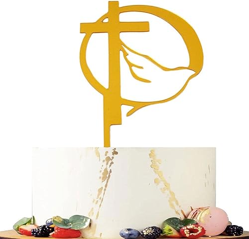 Generic Décoration de gâteau religieuse en acrylique - Doré - 11 x 17 cm - Idéal pour anniversaire, mariage, Noël - Nail Gallerys