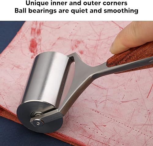 Rouleau de Bord en Cuir, 90mm Rouleau de Presse en Cuir en Acier Inoxydable Outils Rouleau à Coller en Cuir, Artisanat Rouleau Bord Creaser pour le Travail Manuel Du Travail Du Cuir Bricolage - Nail Gallerys