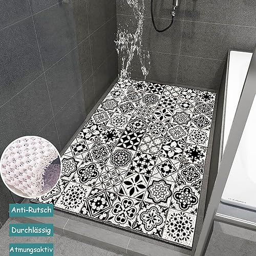 Pevfeciy Tapis Douche antidérapant Motif de tuile Tapis de Douche antidérapant PVC Doux et Confortable Tapis antidérapant Douche Haute perméabilité à l'eau, Cadeau pour Maman - Nail Gallerys