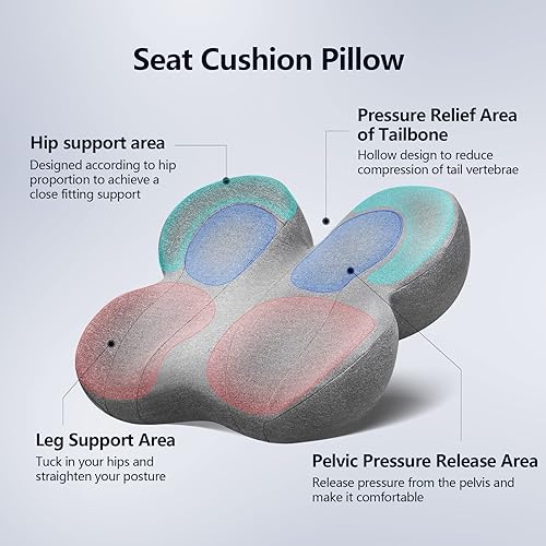 RESTCLOUD Coussin de siège pour soulager la douleur du coccyx, coussin de siège pour chaises de bureau, coussin en mousse à mémoire de forme pour coccyx, soulagement des douleurs du coccyx, sciatique - Nail Gallerys