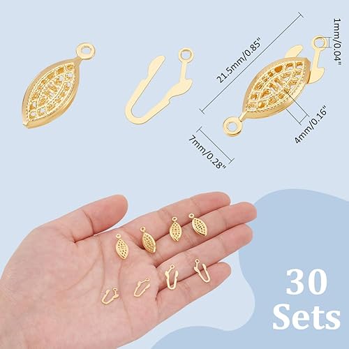 UNICRAFTALE 30 pièce Fermoirs de Collier en Filigrane Plaqué Or 24 carats Acier Inoxydable Fermoir Ovale en Forme D'Hameçon Bijoux Œil de Cheval Fermoir Multi-Brins Connecteurs de Bracelet pour Bijoux - Nail Gallerys